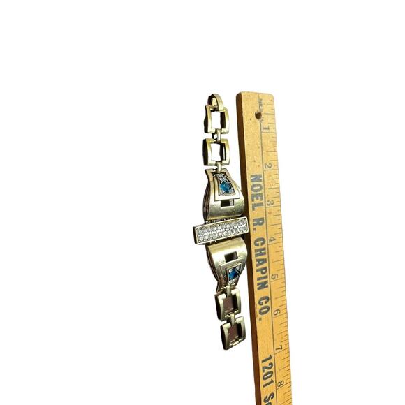 Lulu Frost Solar Bracelet Statement Brass Tone J Crew Steampunk Crystal Signed - Picture 7 of 8